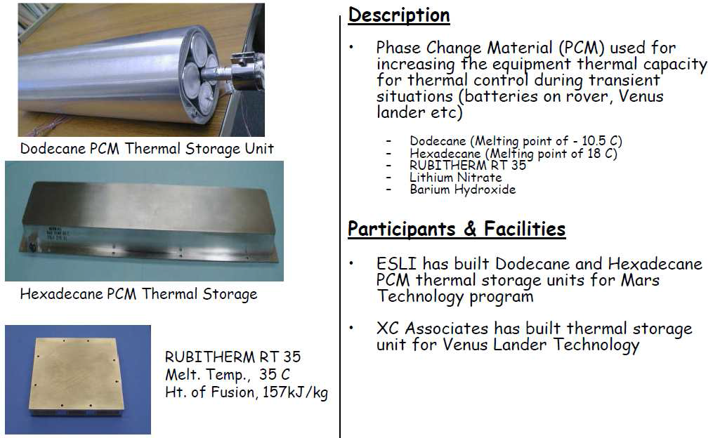 PCM thermal storage developed by JPL