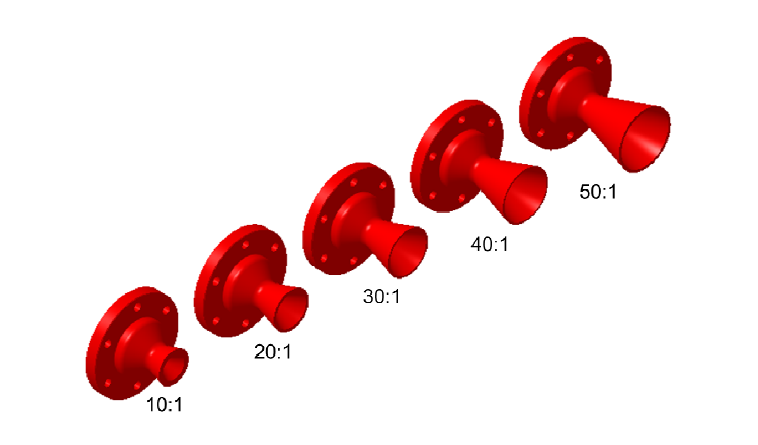 초음속 노즐 확대비별 형상