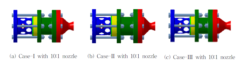 형상설계변수 변이에 따른 추력실 조립체 예시