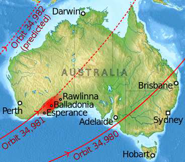 Map of the Skylab reentry site and final orbits