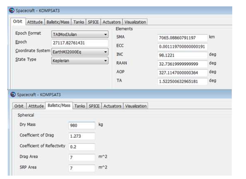 GMAT Spacecraft 설정