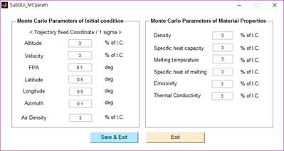 Monte-carlo Parameter 입력 Sub-GUI