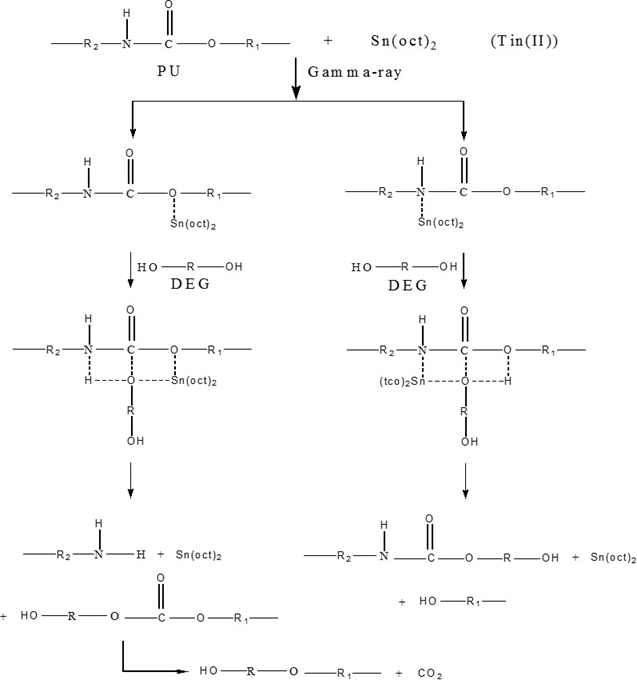 Tin(II)와 방사선에 의한 PU의 해중합 메커니즘