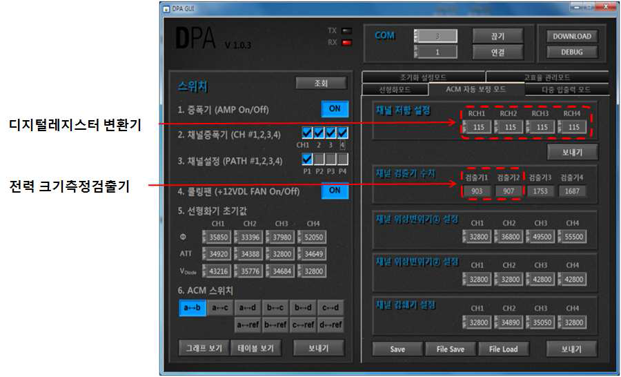 고효율 전원관리 기능 GUI