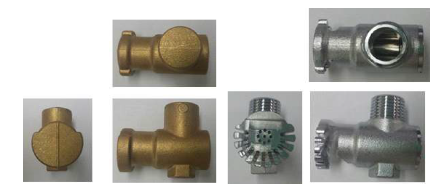 Mold product of water curtain sprinkler open type (a) left forged product (b) right Processed product