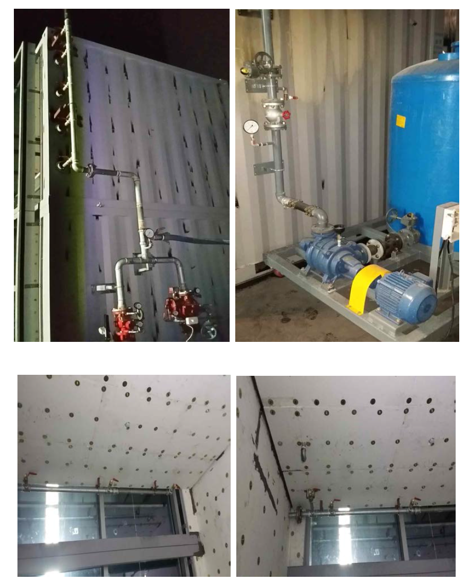 Sprinkler pipe network and pump system for glass curtain wall sprinkler