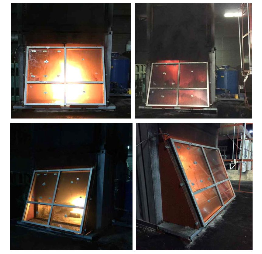 Fire test for tilted curtain wall system using the glass curtain wall sprinkler