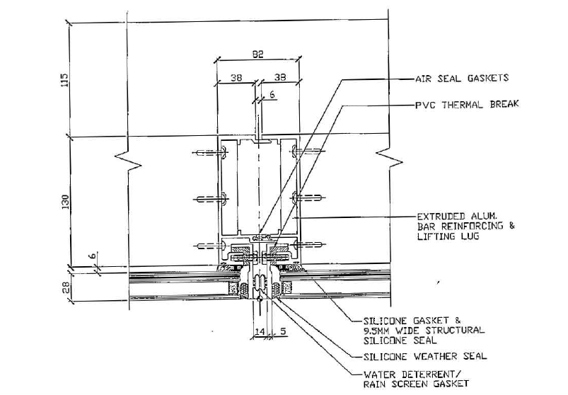 Plan view of a structural silicone glazing design