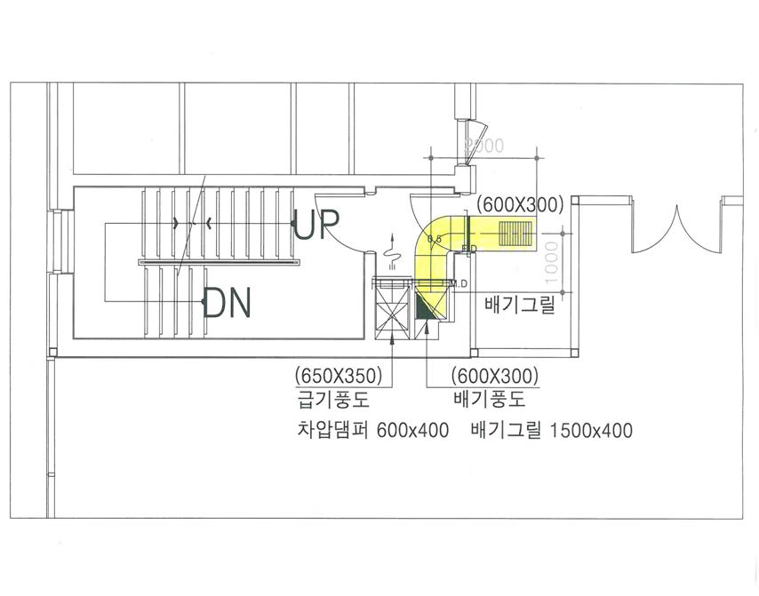 제연설비 계통도 (부속실 유입공기 배출댐퍼)