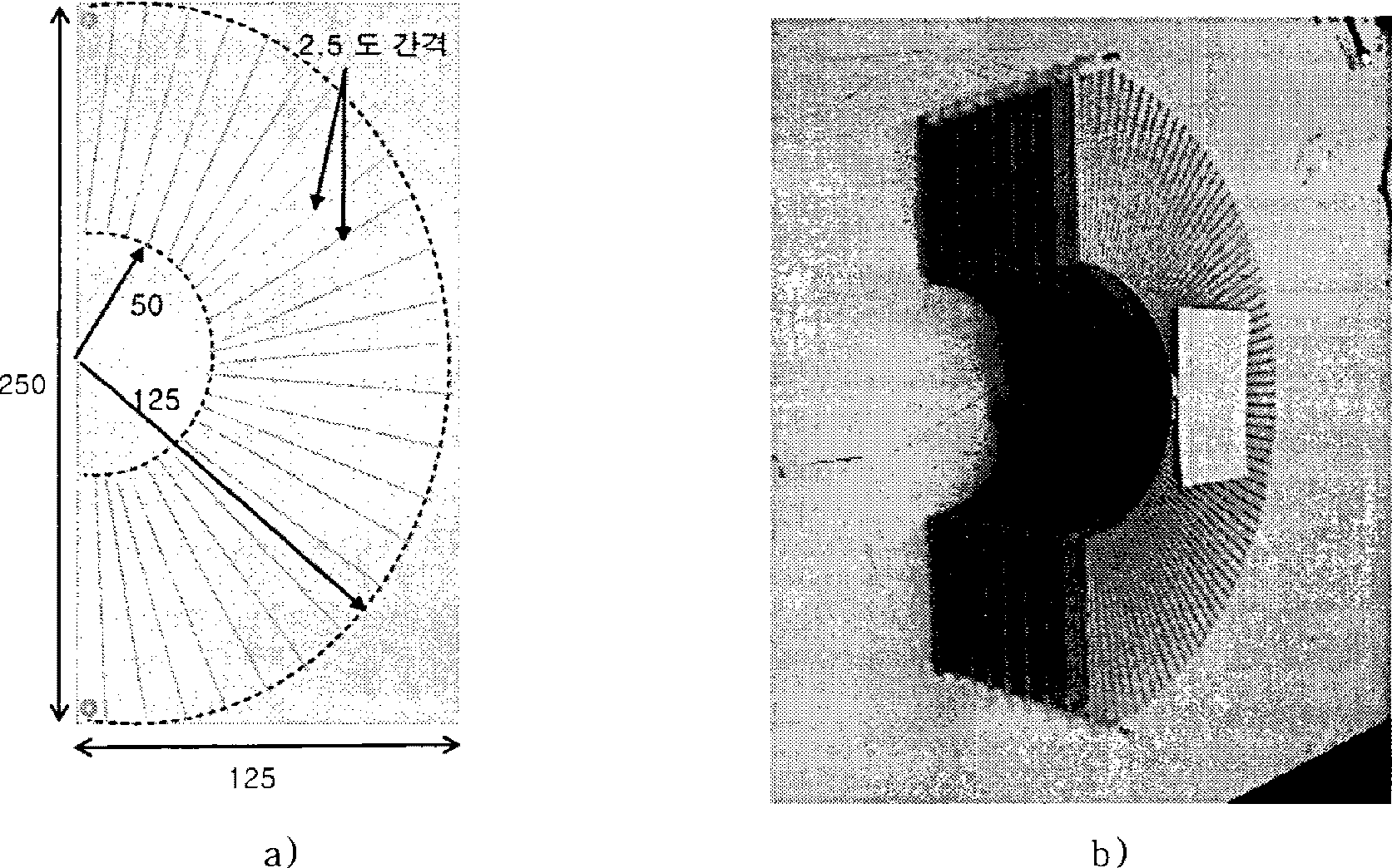 방사형 전파 렌즈 2 차 시제품 도면(a)과 실물 사진(b)