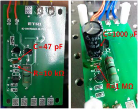 Modification of the switchgear PCB by changing a Capacitance C and a Resistance R