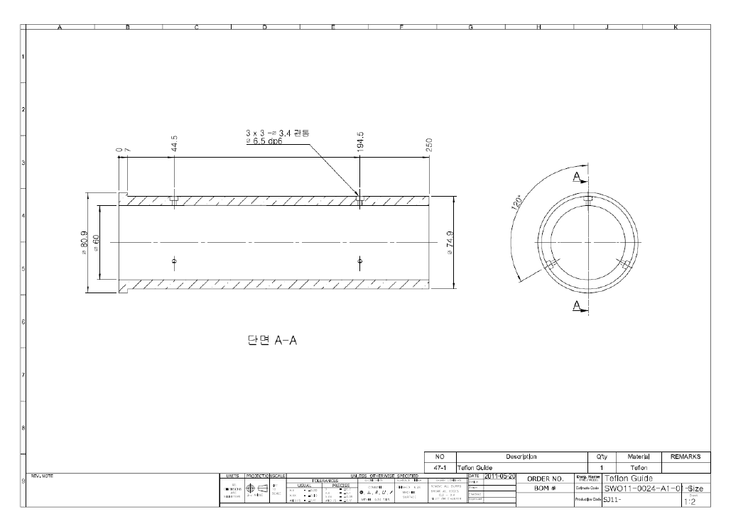 Teflon guide of faraday cup