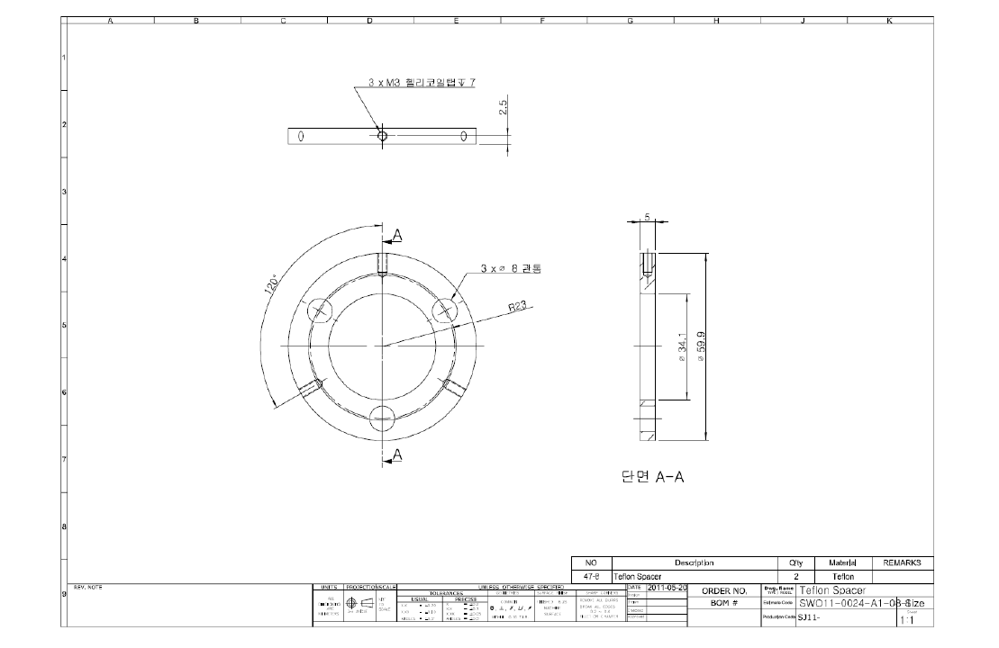 Teflon spacer for faraday cup