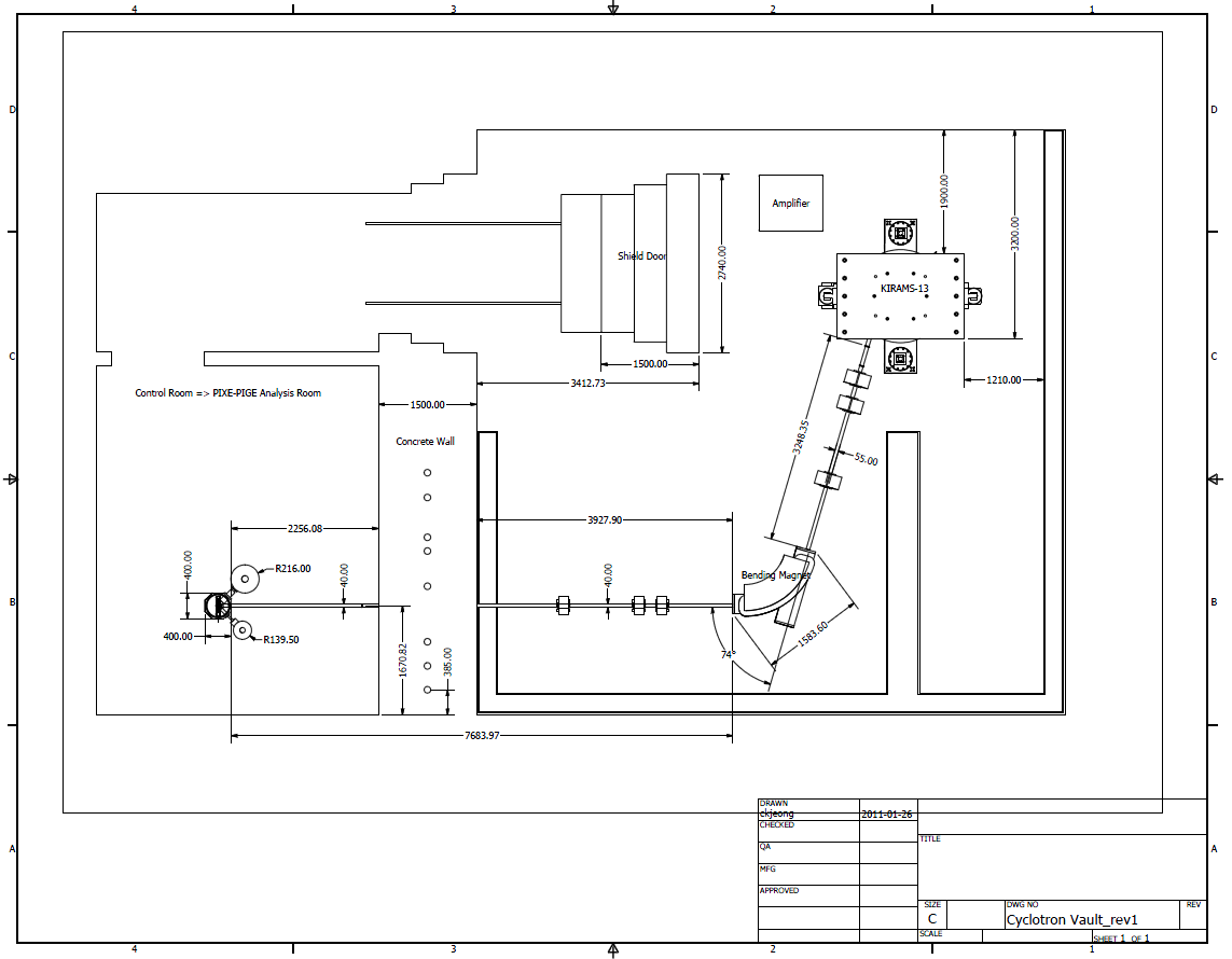 사이클로트론 재 배치에 의한 1차 수정 도면