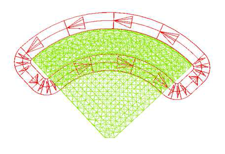 Frame view with meshing using OPERA-3D program