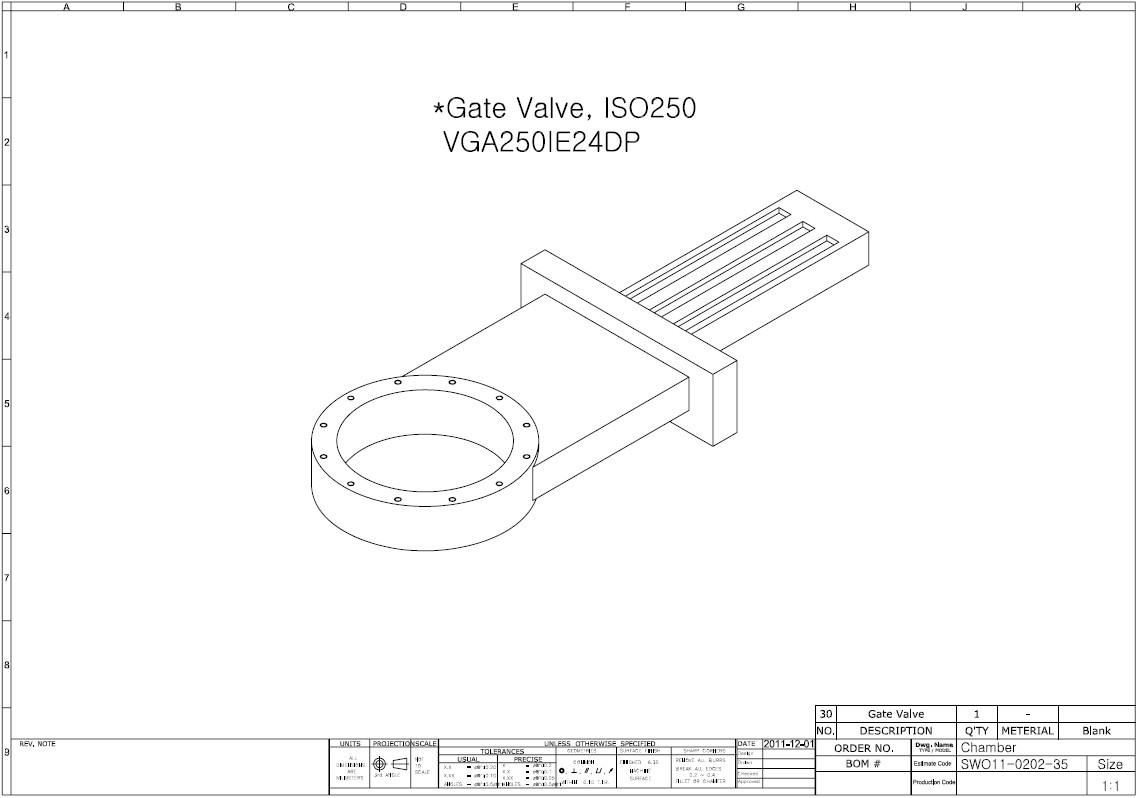 Gate valve for turbo pump