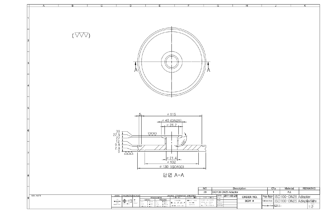 ISO100-DN25 adapter of PIXE-PIGE chamber