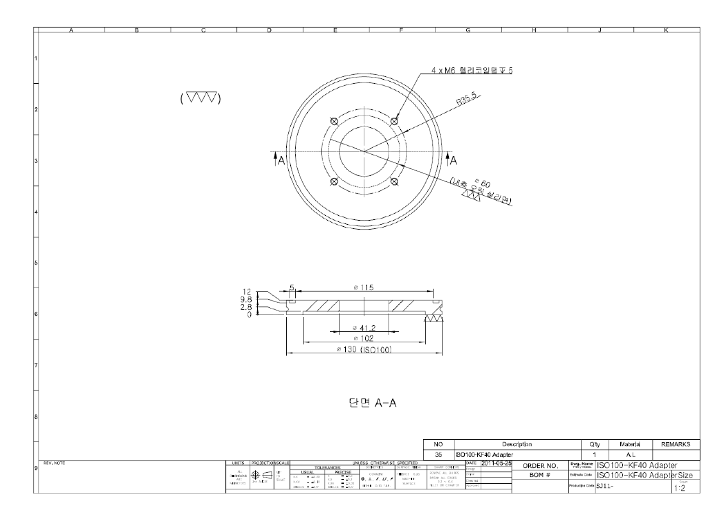 ISO100-KF40 adapter of PIXE-PIGE chamber