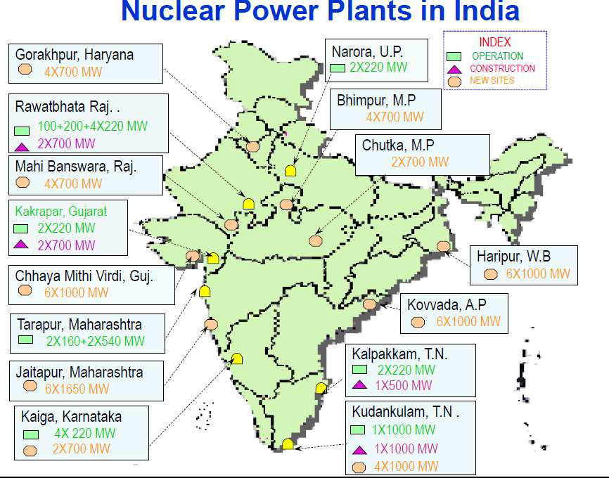 인도 원전 부지 현황