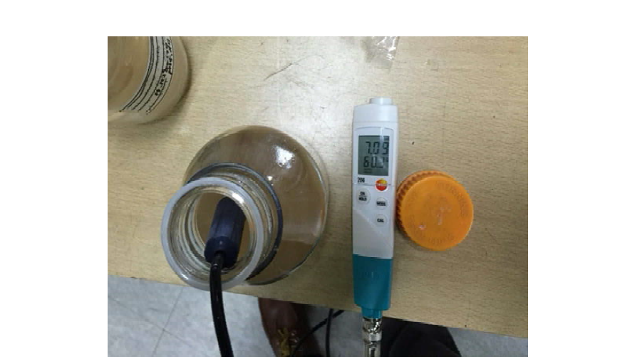 제3인산소다 투입 후 화학 살수 용액 pH 측정