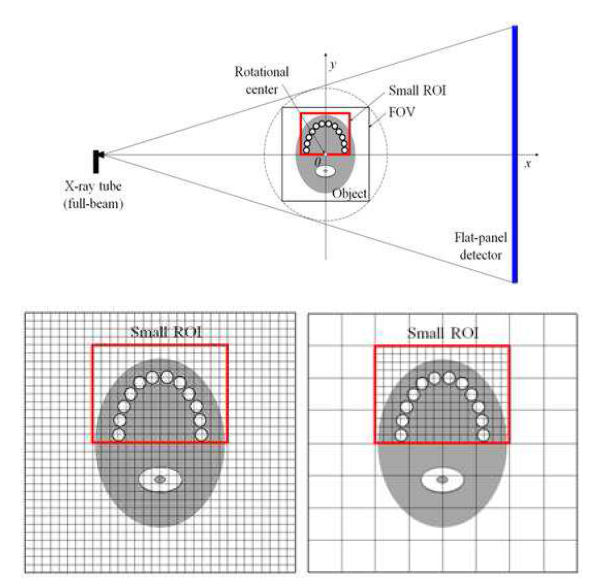 Dual-resolution voxellation 알고리즘의 개략도