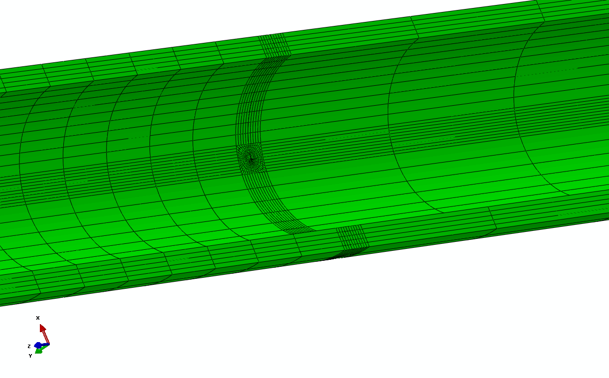 Finite element models of the simplified surge line with a through-wall circumferential crack of 150o