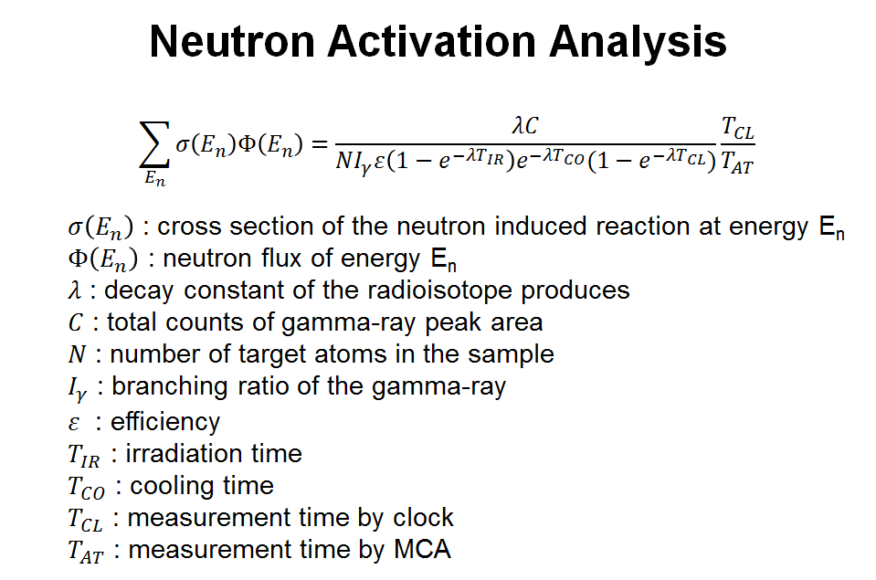 중성자 방사화 방법을 이용한 분석 식