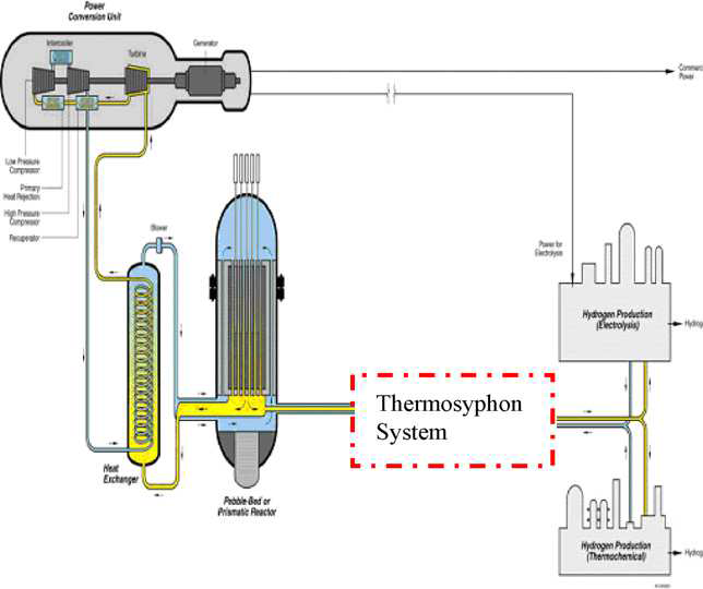 써모사이펀을 이용한 차세대원전 열수송 계통 개념도