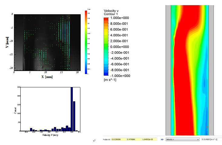 Comparison between flow patterns of simulation and PIV result