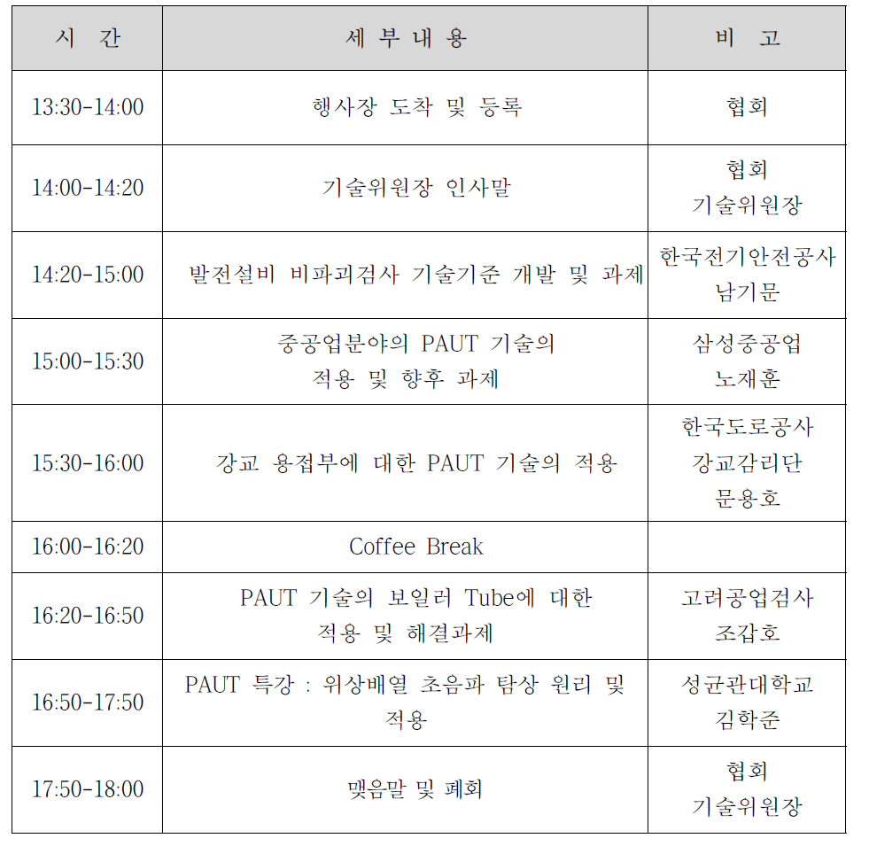 기술세미나 프로그램