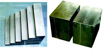 FBH(왼쪽)와 hard-alpha 게재물(오른쪽)을 지닌 티타늄 빌렛의 대비 시험편
