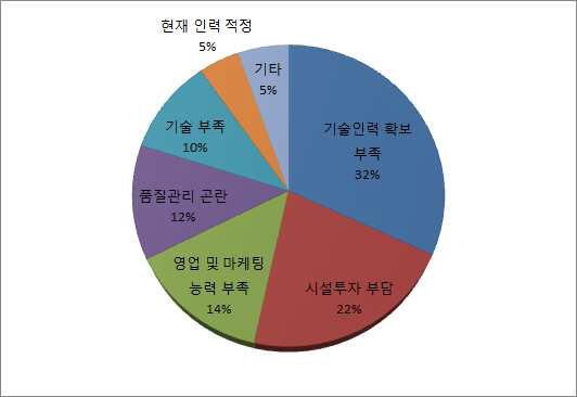 산업체 경쟁력 확보의 내부적 제약요인