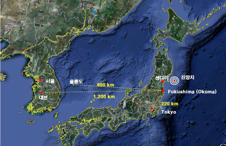 후쿠시마원전의 지리학적 위치