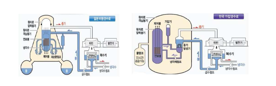 일본의 BWR과 한국의 PWR 계통 비교
