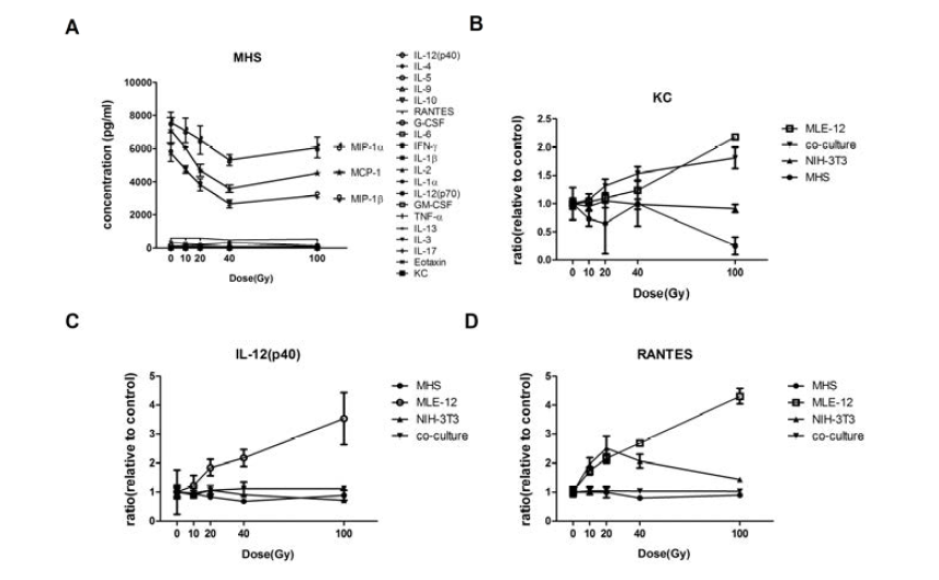 Cytokine levels in irradiated mouse cell line