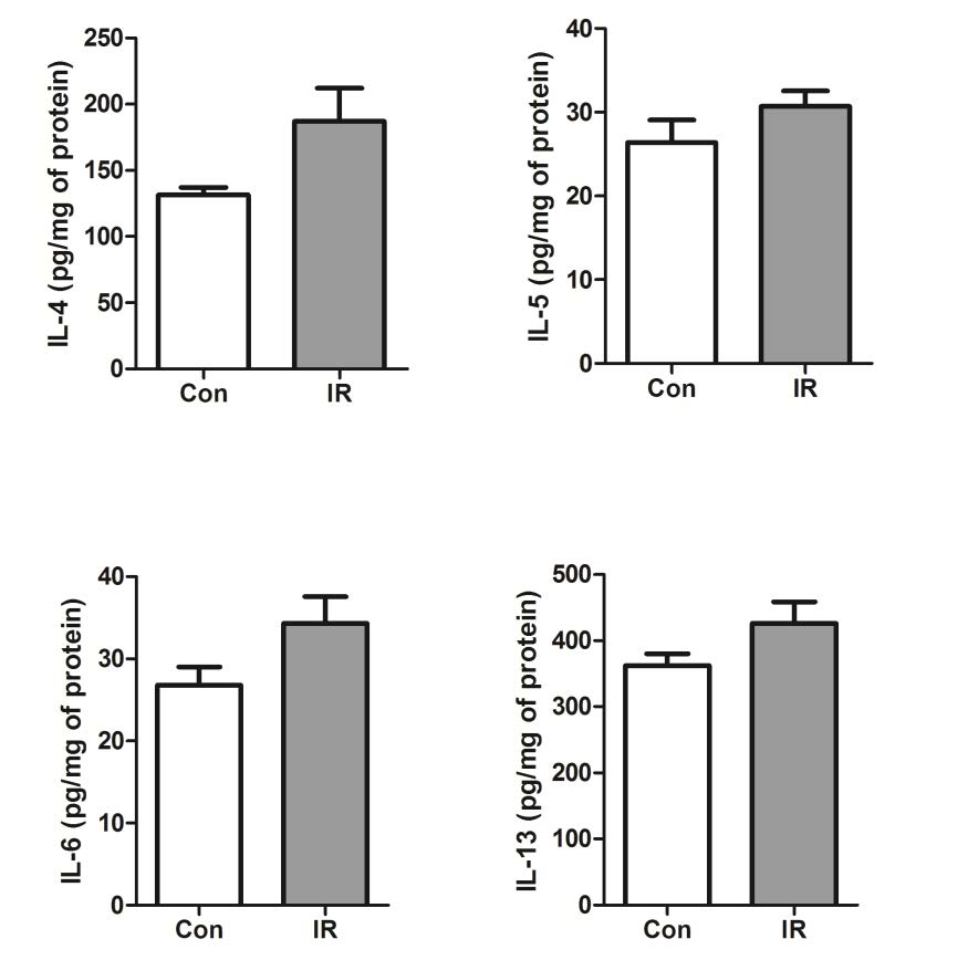 Effect of irradiation on cytokine levels in BAL fluid.