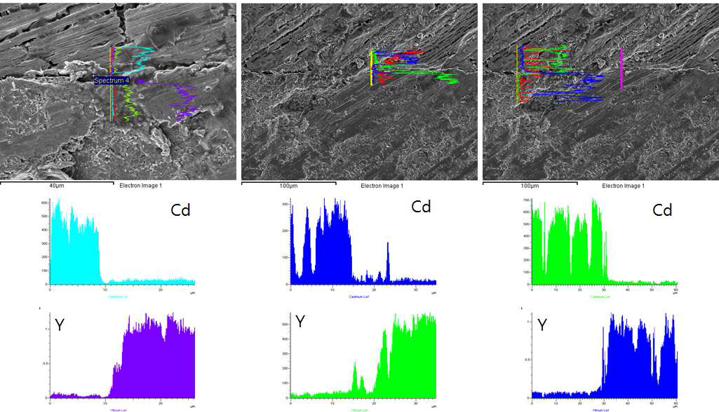 젖음성 실험 기판의 단면 EDS분석