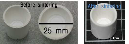 Sc2O3 crucible before sintering and after sintering