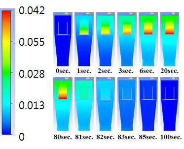 Change of Salt Gas Concentration over Time in whole Domain