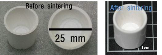 Sc2O3 crucible before sintering and after sintering