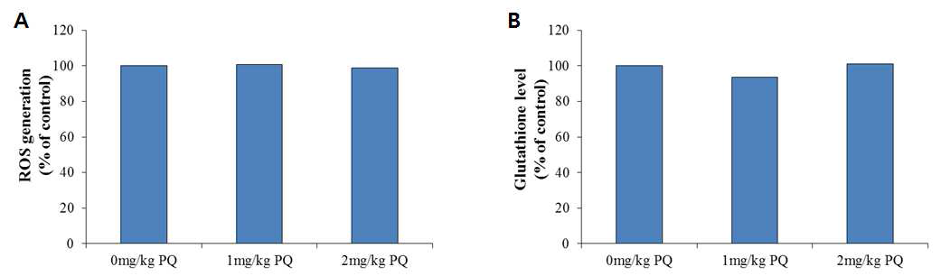 paraquat 투여가 비장 면역세포의 ROS 생성률과 glutathione 함유량에 미치는 영향