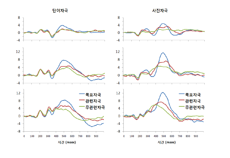 단어자극과 사진자극에 따른 ERP