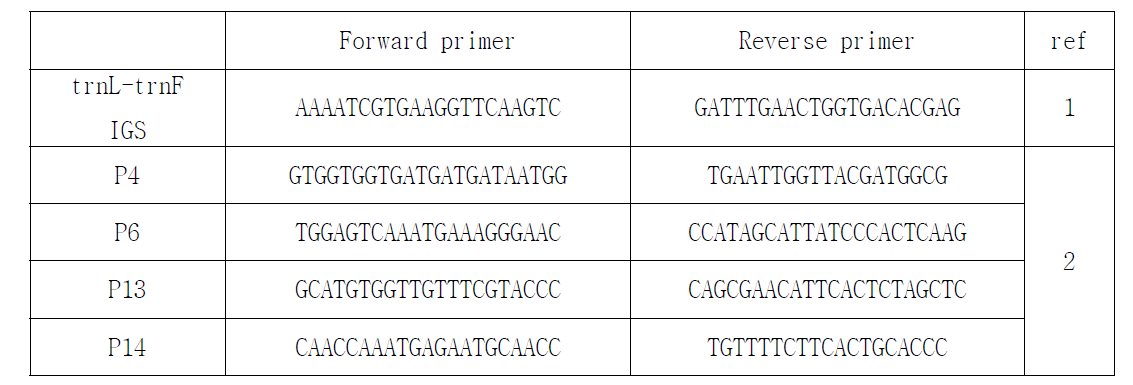 실험에 사용한 primer