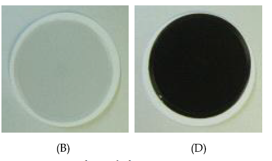 MWCNTs가 포집된 Mixed cellulose filter 사진.