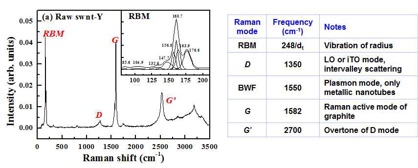 Carbon nanotube 특징적으로 나타나는 Raman peak