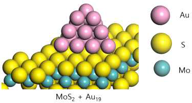 MoS2 지지체와 Au19 나노입자 복합체 모식도