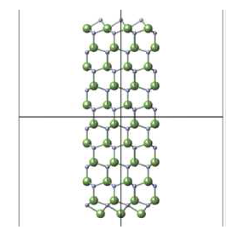 GaN hexagonal nano pillar (hollow center) m=2, n=9 크기의 나노입자.