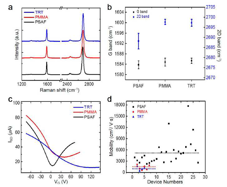 TRT, PMMA로 전사된 그래핀과 PSAF로 전사된 그래핀의 특성 비교