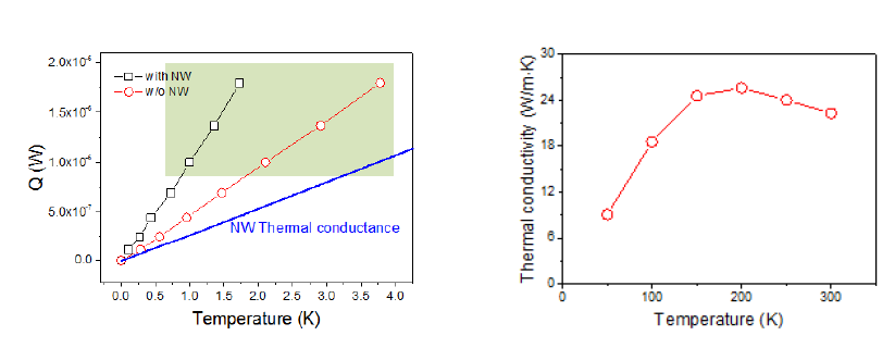 CVD SiNW의 열전도도 측정 결과