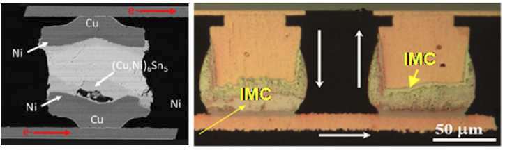 열전 소자 솔더 범프의 금속간 화합물 및 Kirkendall void 형성 [33, 35-36]